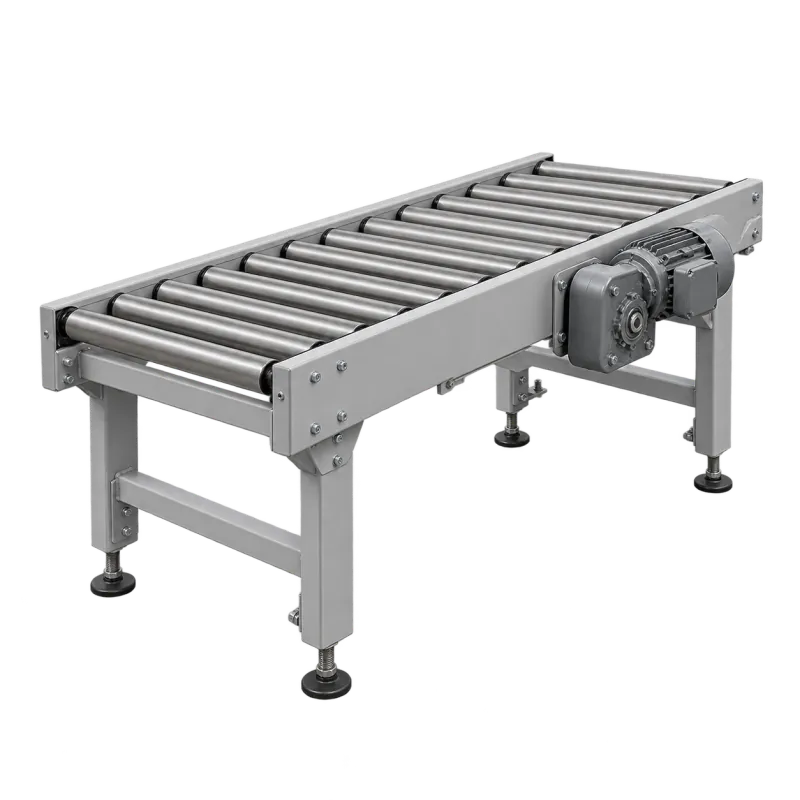 A roller conveyor section with a gear motor